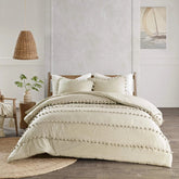 6 Pcs Luxury Duvet Set With Pom Pom Lace