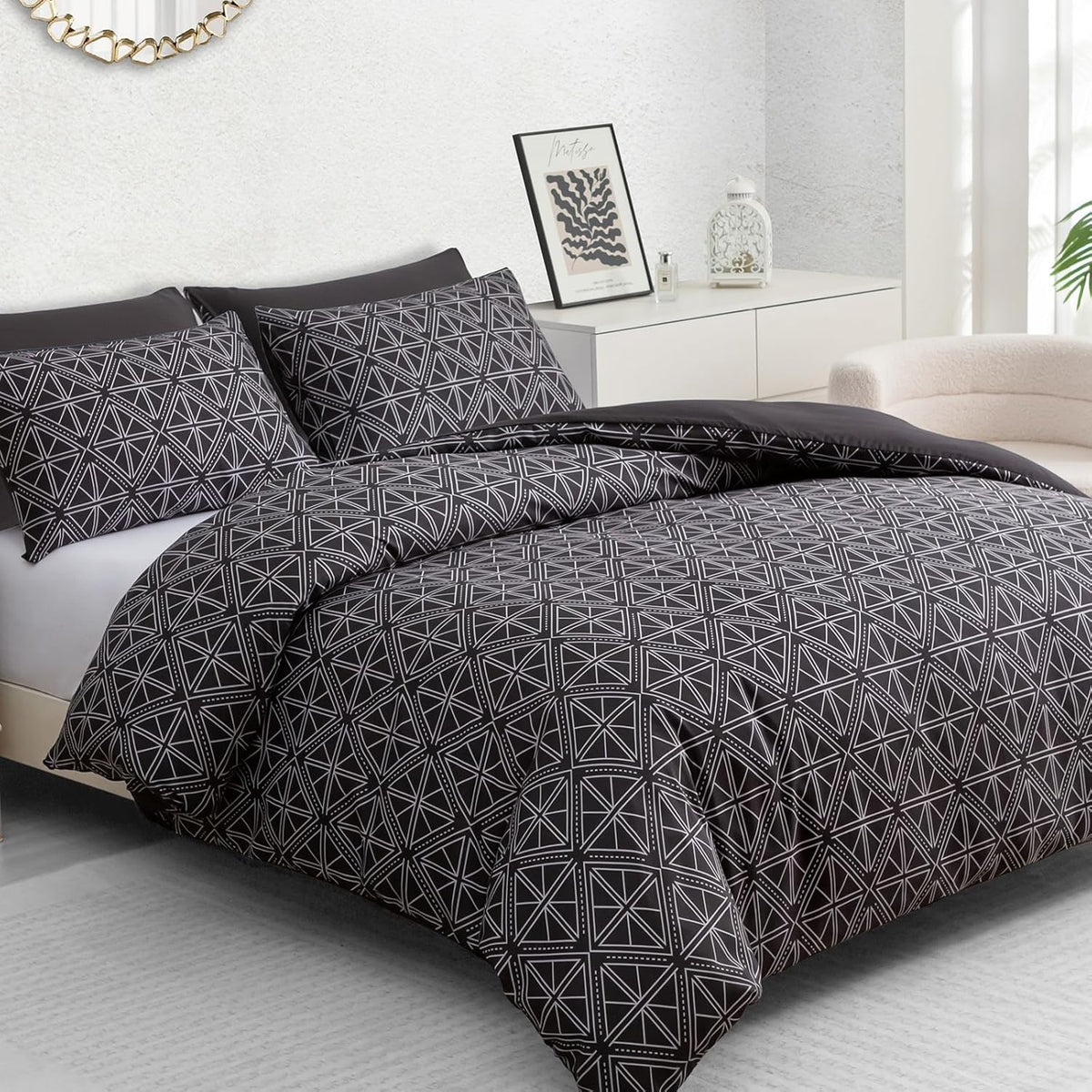 ORYX HOME Cotton Duvet Cover Set – Ultra Soft Reversible Bedding Set with Zipper Closure, Breathable, Hypoallergenic & OEKO-TEX Certified