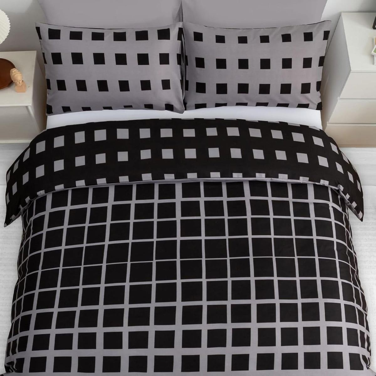 Super King Duvet Cover Set | Premium Double-Brushed Microfiber | Reversible 3-Piece Bedding